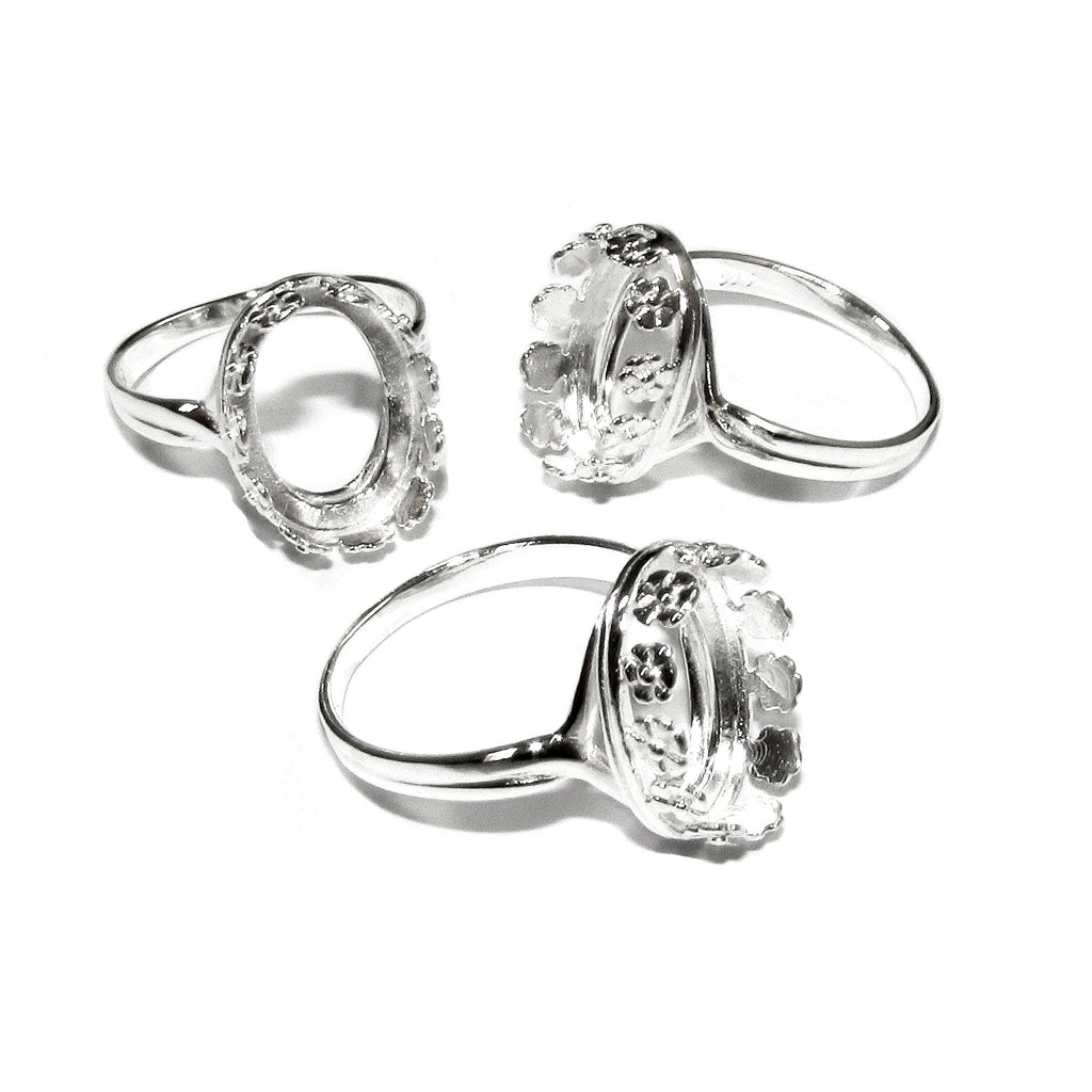 10x14 mm 925 sterling silver blank ring with bezel cup size 5, 6, 7, 8, silver ring, bezel cup, silver, base ring, Jewelry making - 1 piece