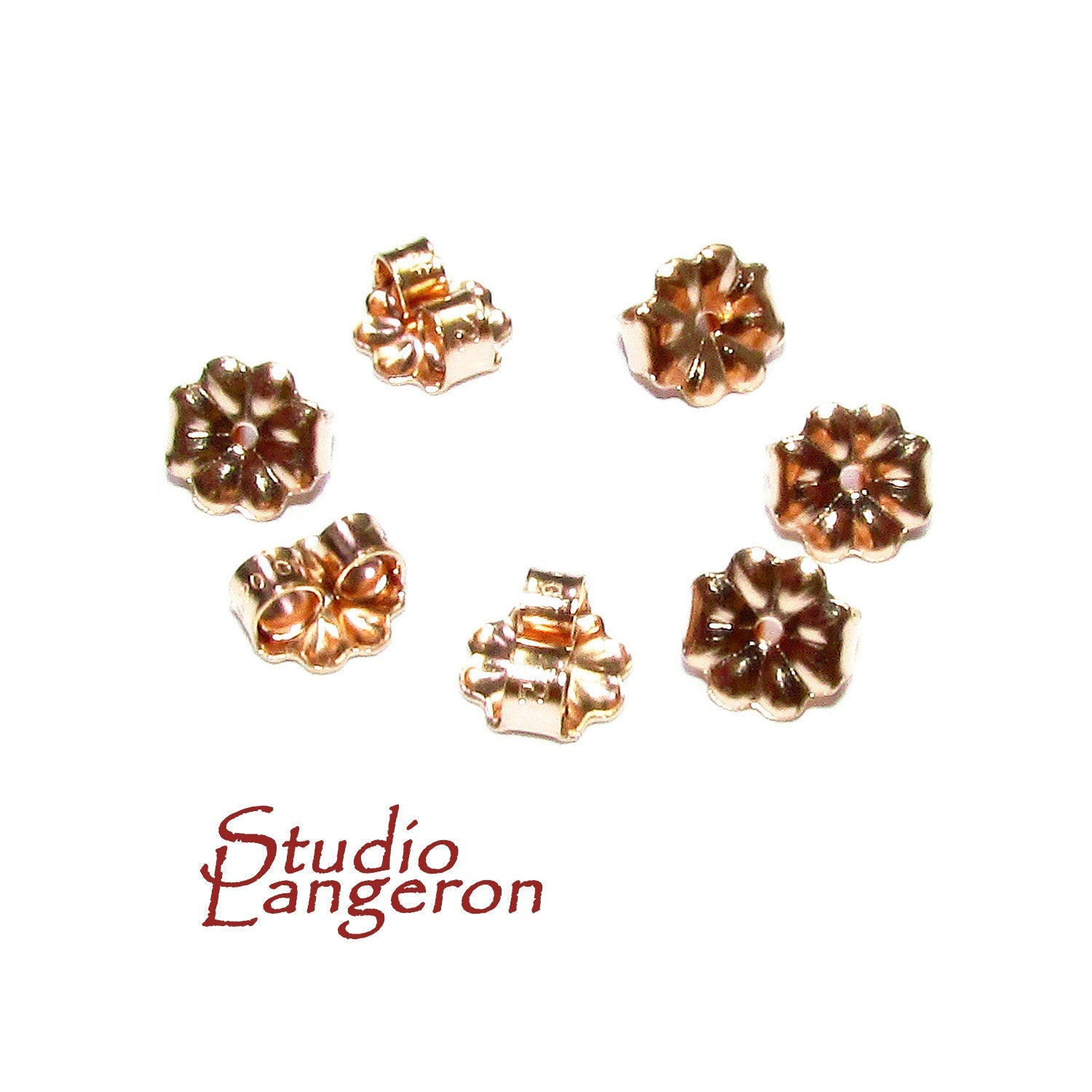 14K Rose Gold Filled medium Friction Ear Nuts, Earring Backs, Earring components, Jewelry making, Rose gold filled - 1 pair (2 pieces)