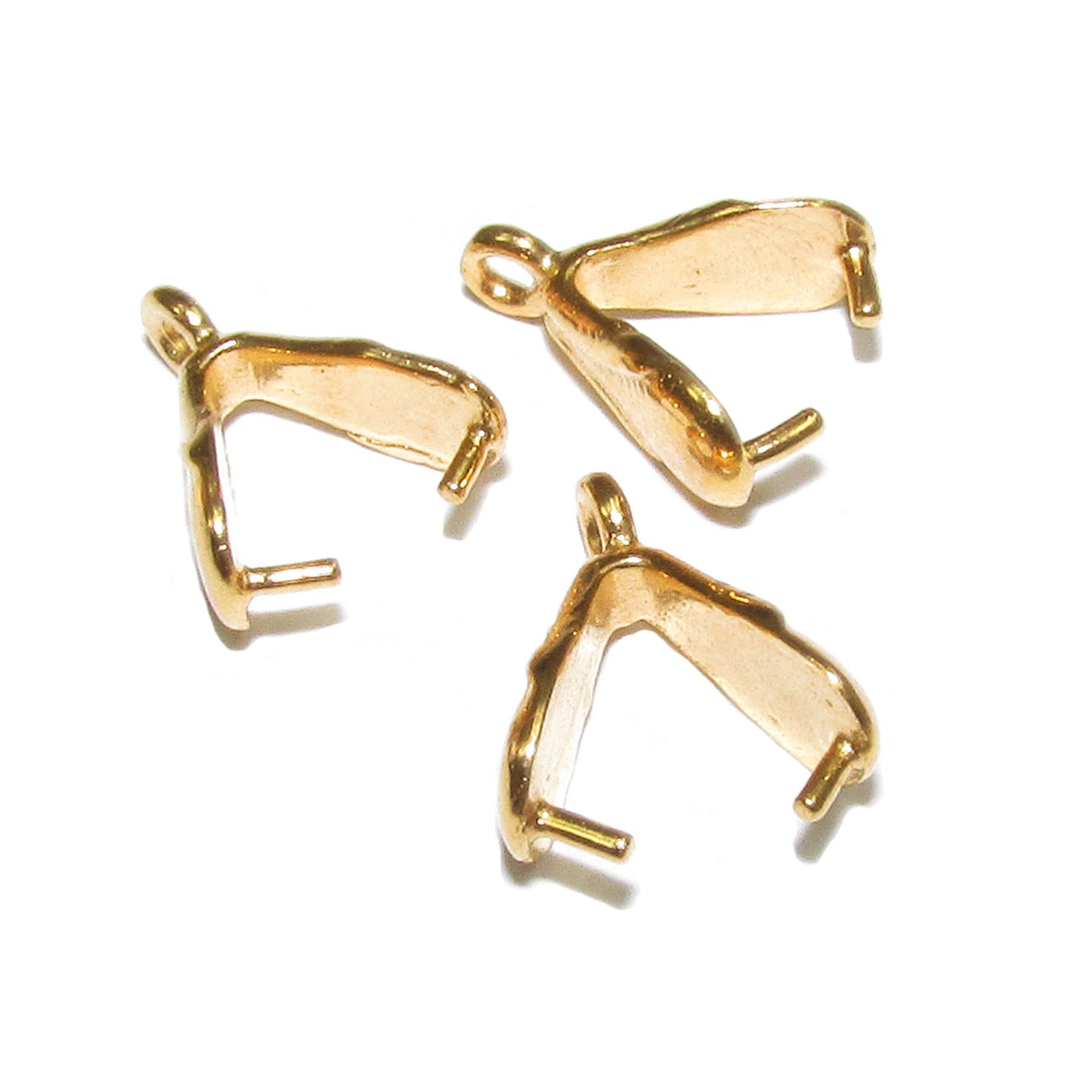14K Yellow gold filled Pinch Pendant Bail, Jewelry making, bail with loop, Bail, Gold filled, Bail gold filled, Bail finding - 1 piece