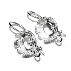 8 mm 925 sterling silver blank earrings with bezel cup and closed ring, Jewelry making, bezel cup, blank earrings - 1 pair (2 piece)