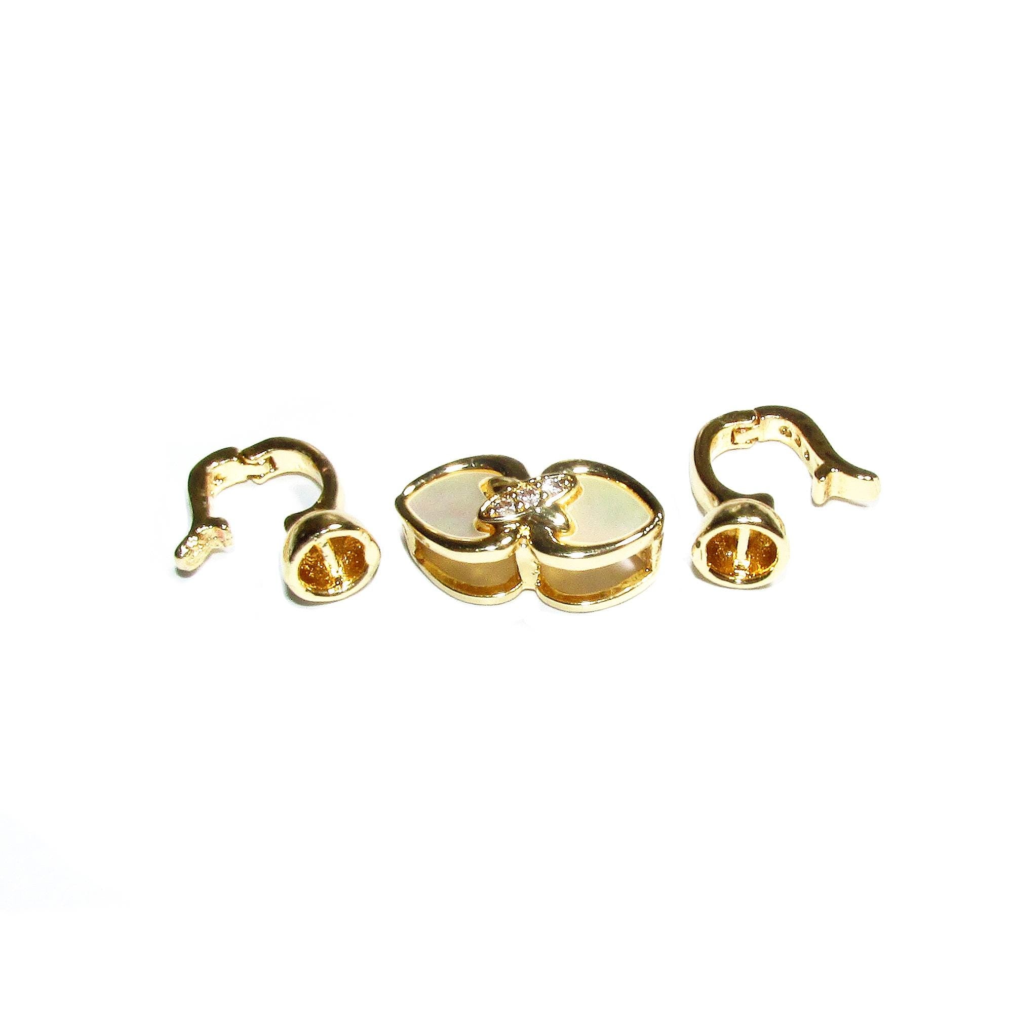 14K Yellow Gold filled Hook Eye Clasps Large with mother of pearl, Gold Filled Hook Eye clasp, Jewelry making, Gold Filled clasp - 1 piece