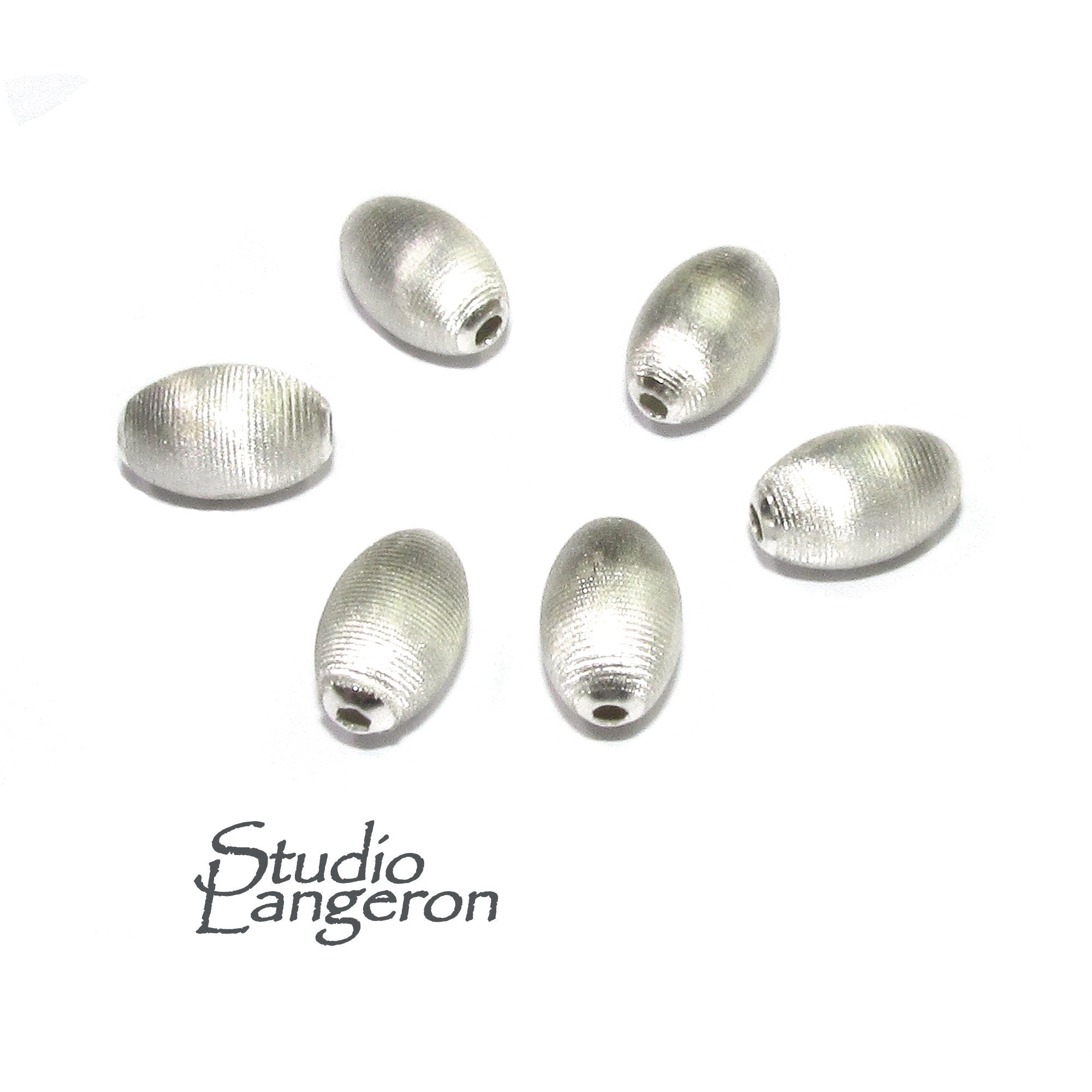 925 Sterling Silver Oval Sandblasted Beads size 6x10 mm, Sandblasted beads, Satin finish Beads, Spacer Oval Beads, Jewelry making - 1 piece