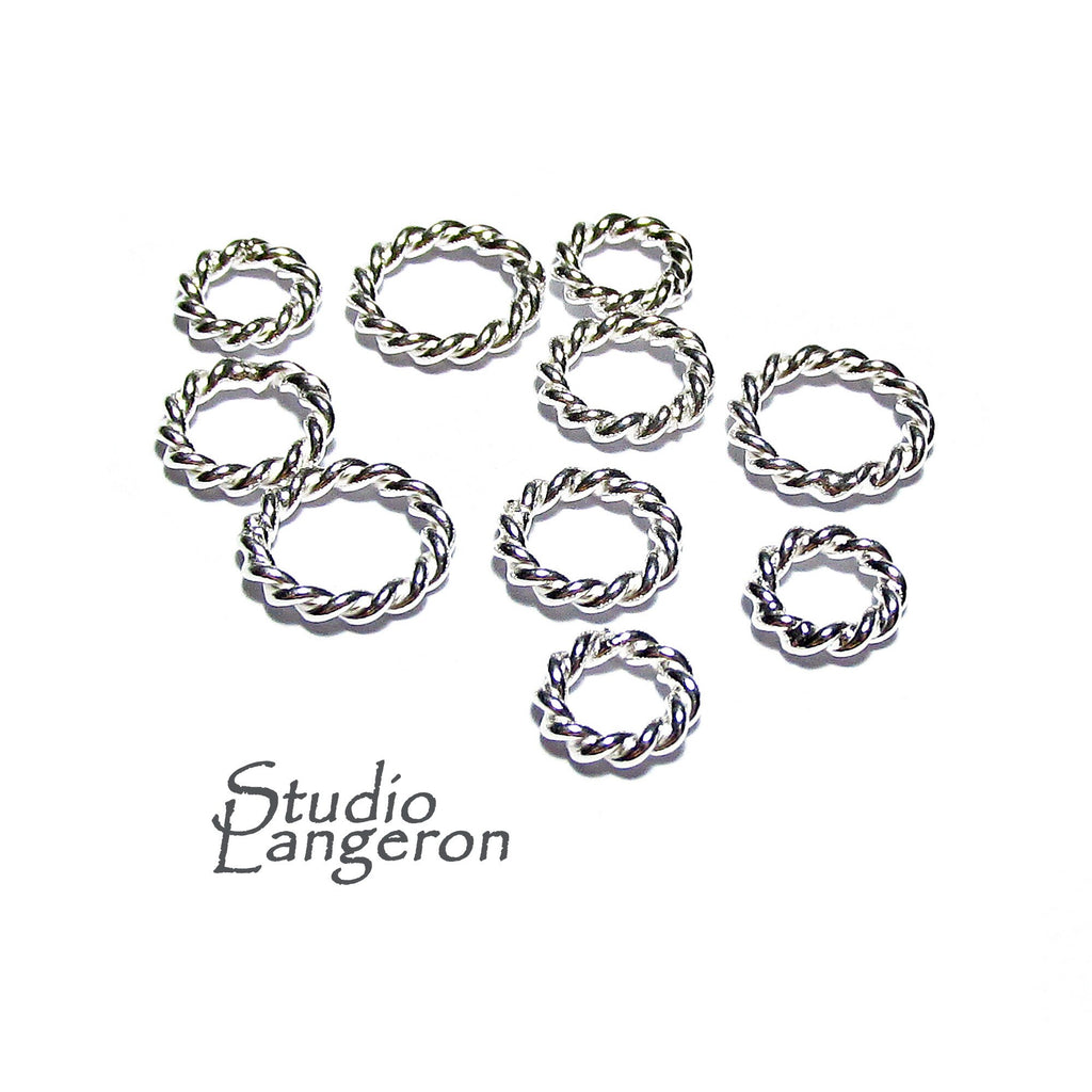 925 Sterling Silver closed Rings twist wire 1.3 mm, Inside Diameter 3.4, 4.4, 5.4 mm, Closed ring, Jewelry making, Rope-Style Ring - 1 piece