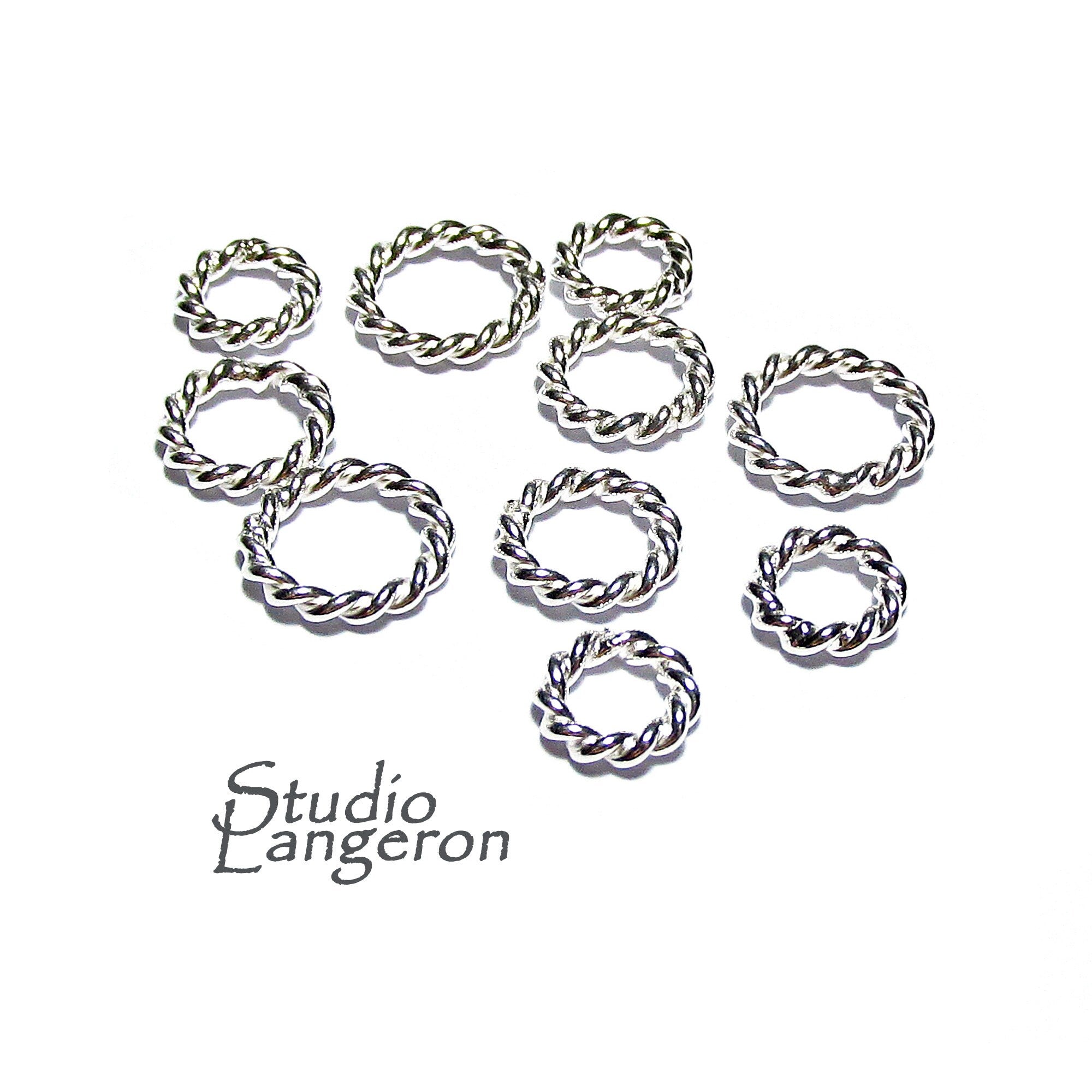 925 Sterling Silver closed Rings twist wire 1.3 mm, Inside Diameter 3.4, 4.4, 5.4 mm, Closed ring, Jewelry making, Rope-Style Ring - 1 piece