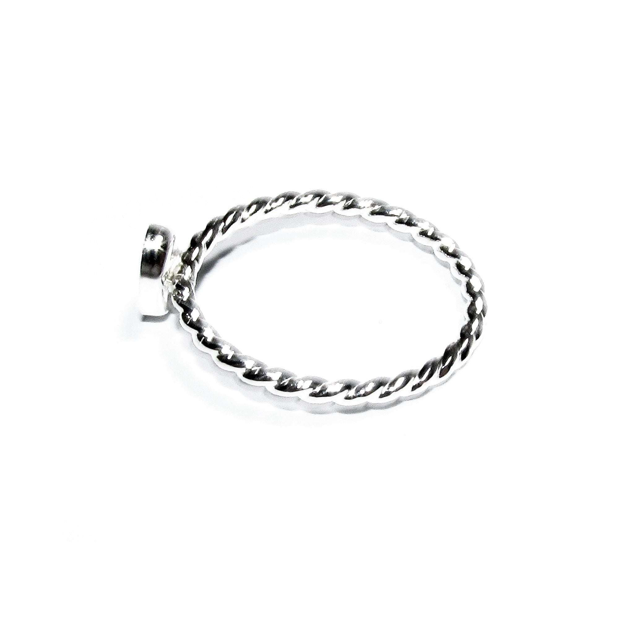 925 sterling silver twisted blank ring with bezel cup 4x6 mm size 4, 5, 6, 7, 8, 9, 10, 11, bezel cup, base ring, Jewelry making - 1 piece