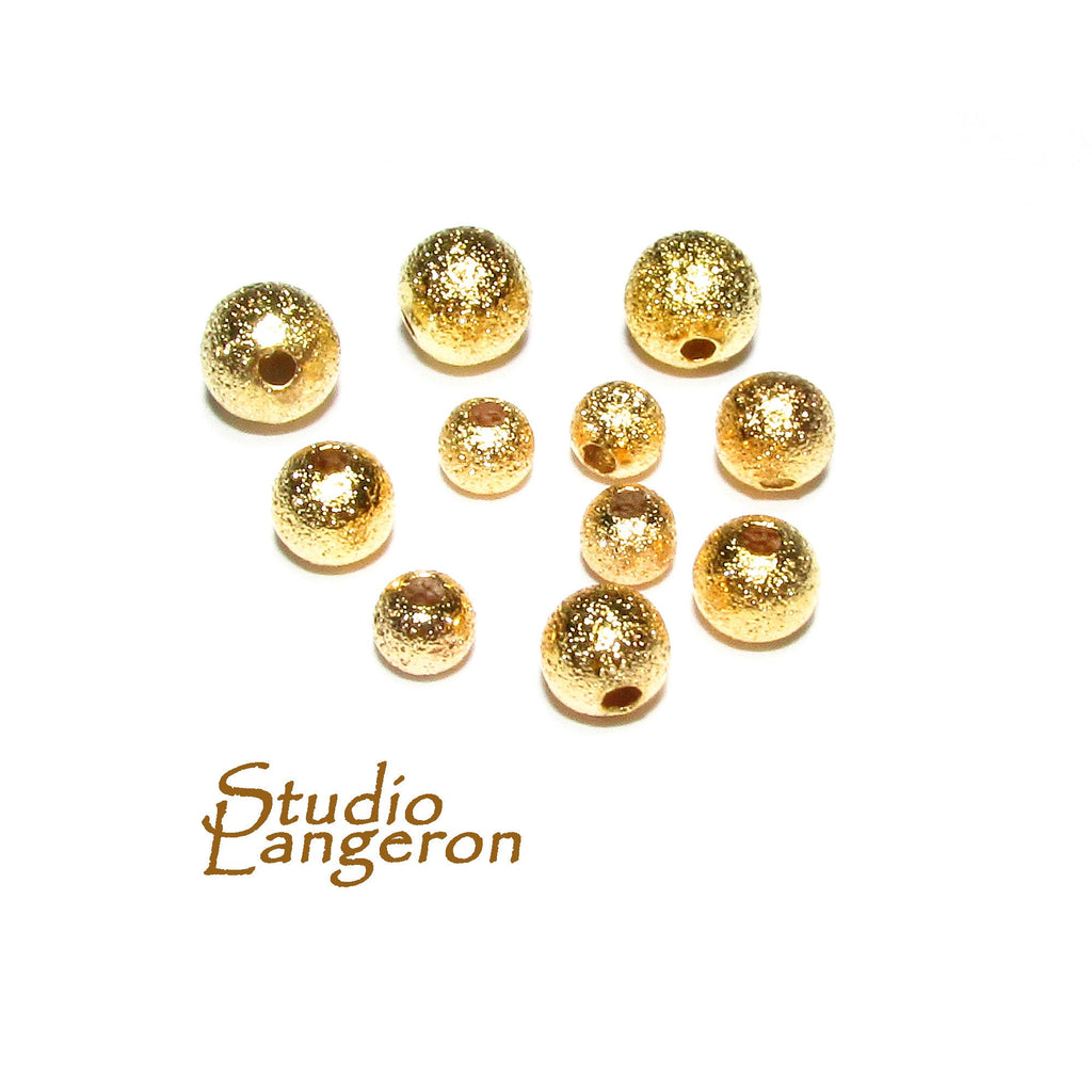 14K yellow gold filled frosted round beads size 3, 4, 5, 6 mm, Frosted gold filled beads, 14K gold filled beads, Jewelry making - 1 piece