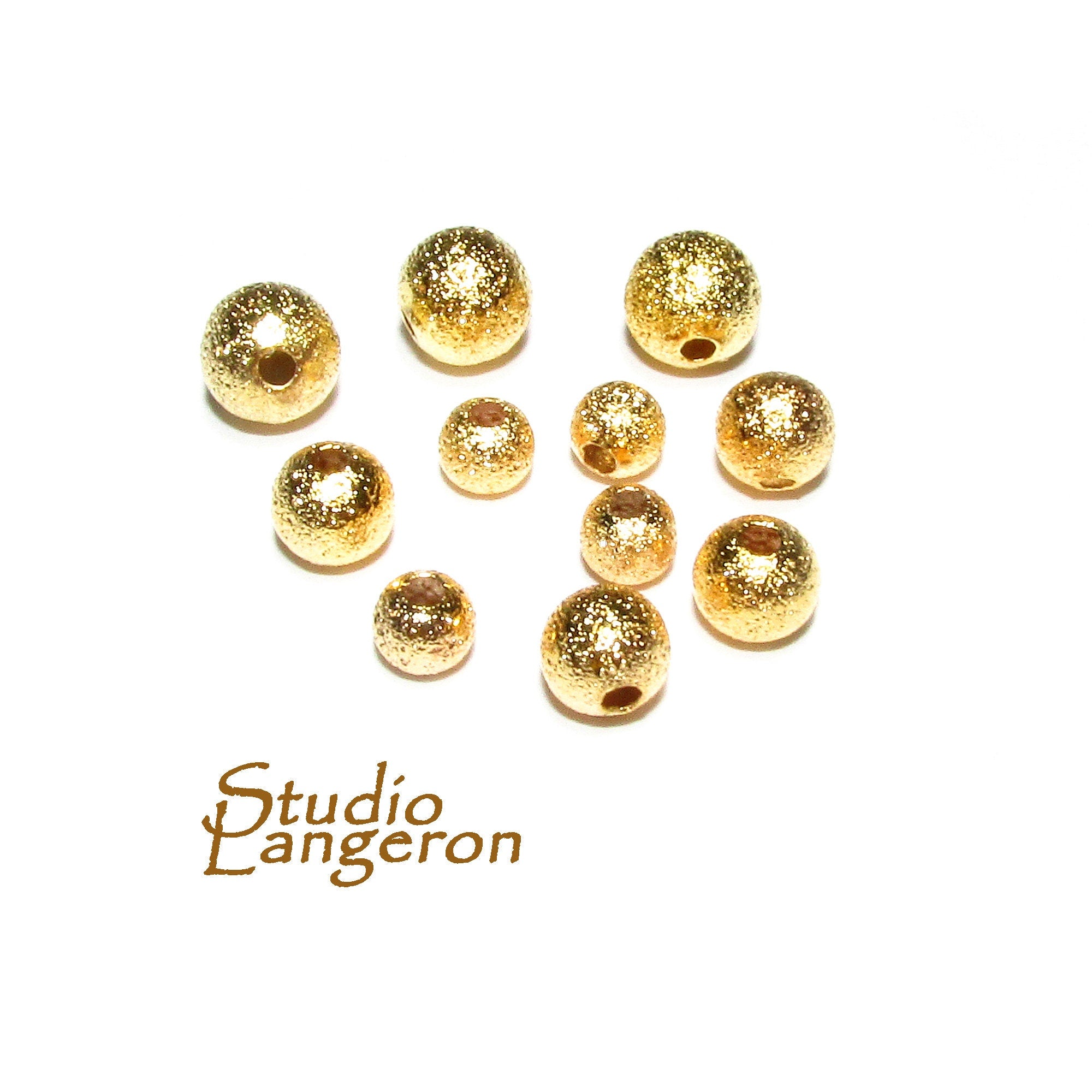 14K yellow gold filled frosted round beads size 3, 4, 5, 6 mm, Frosted gold filled beads, 14K gold filled beads, Jewelry making - 1 piece