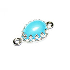 925 Sterling Silver natural blue chalcedony pear Connector size 18x8.5mm, Natural blue chalcedony, silver link, Jewelry making - 1 piece