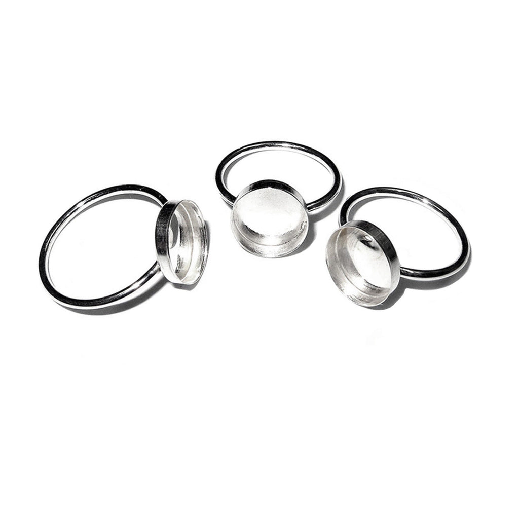 925 Sterling silver blank ring with bezel cup 10x12mm size 4, 5, 6, 7, 8, 9, 10, 11, Jewelry making, bezel cup, base ring, Setting - 1 piece