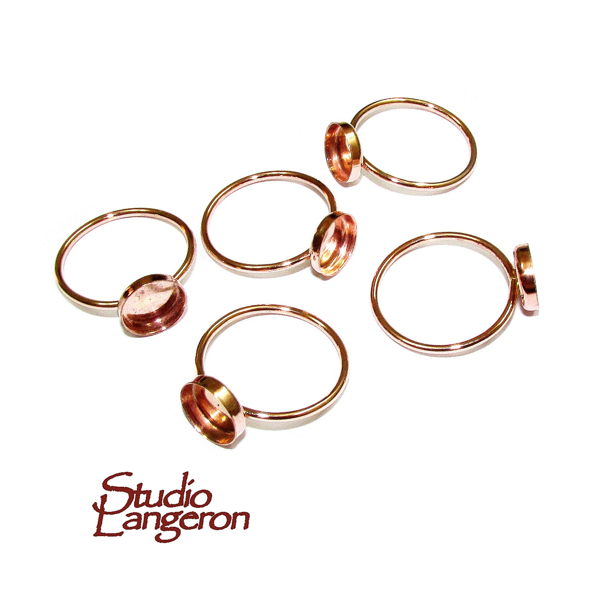 14K Rose gold filled blank ring with bezel cup 8 mm size 4, 5, 6, 7, 8, Base ring, Gold filled ring, Jewelry making, Setting, Ring - 1 piece