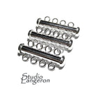 925 Sterling Silver Tube Bar Clasp 4-Hole size 4.3x26 mm, Silver Clasps, Slide Clasps, Sterling silver, Jewelry making, Tube clasp - 1 piece