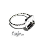 925 sterling silver twisted blank ring with bezel cup 10x10mm size 4, 5, 6, 7, 8, 9, 10, 11, bezel cup, base ring, Jewelry making - 1 piece