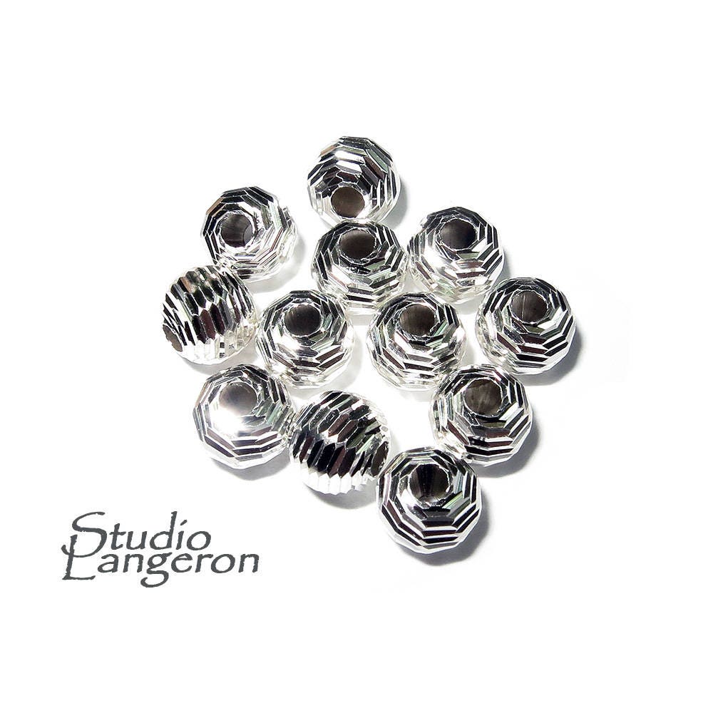 925 sterling silver diamond cut shiny beads size 6 mm, diamond cut beads, Jewelry making, silver round beads, silver findings - 1 piece
