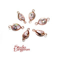 14K Rose Gold Filled White topaz pear Link Connector size 12x6mm, White topaz rose gold filled link, Connector, Jewelry making - 1 piece