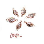 14K Rose Gold Filled White topaz pear Link Connector size 12x6mm, White topaz rose gold filled link, Connector, Jewelry making - 1 piece