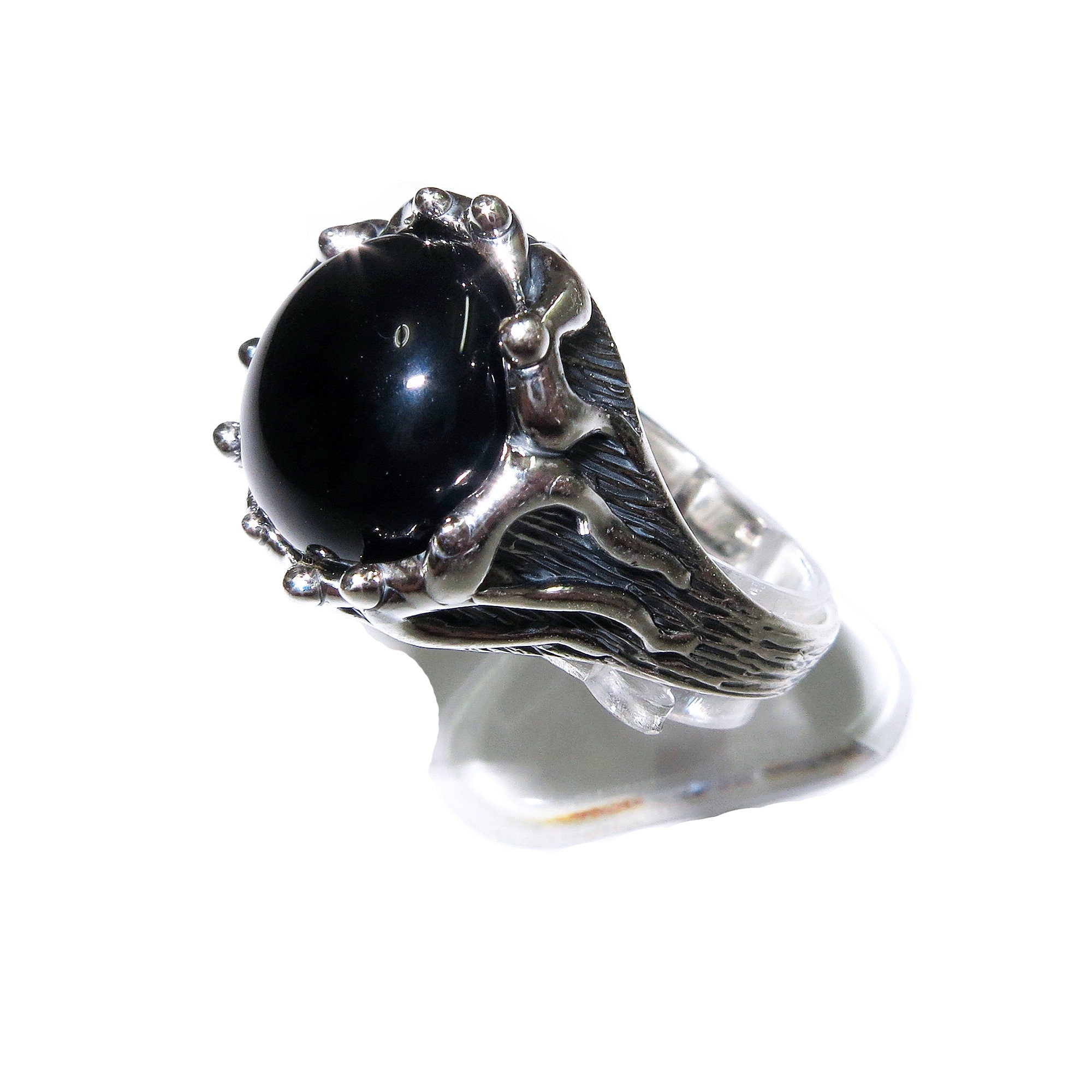 Black onyx ring 925 sterling silver size 8 1/2, Handmade ring, single copy, 925 sterling silver, Black onyx, silver ring, gemstone - 1 piece