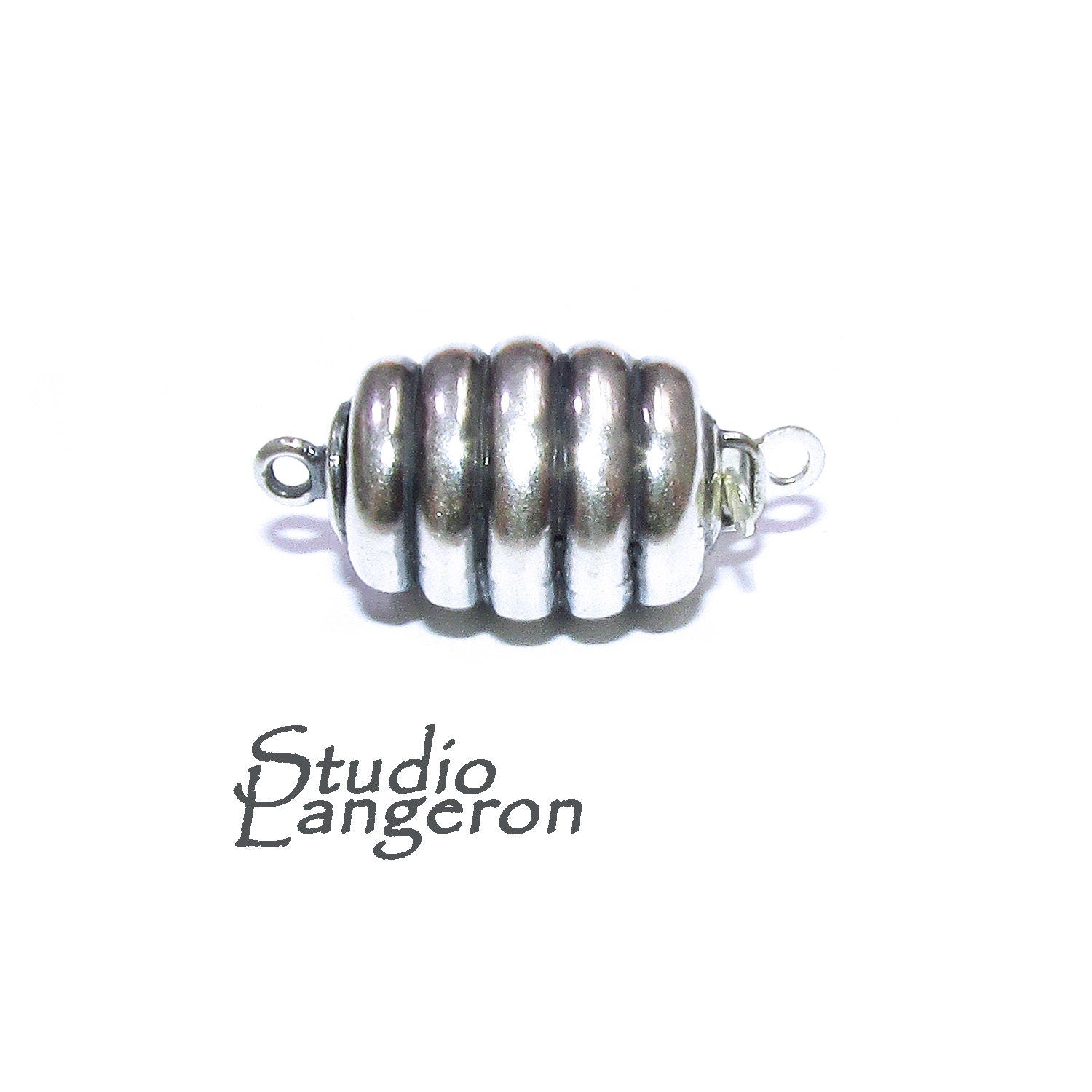 925 Sterling Silver Round Safety Clasp size 9.5x12.5 mm, Silver bead clasp, Jewelry making, 925 Sterling silver, Safety clasp - 1 piece