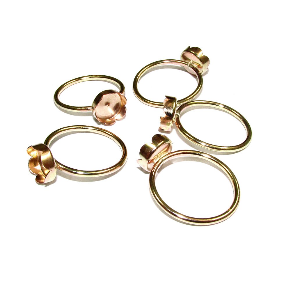 14K Yellow gold filled blank ring with flower bezel cup 8mm size 4 - 11, Base ring, Gold filled ring, Jewelry making, Setting - 1 piece