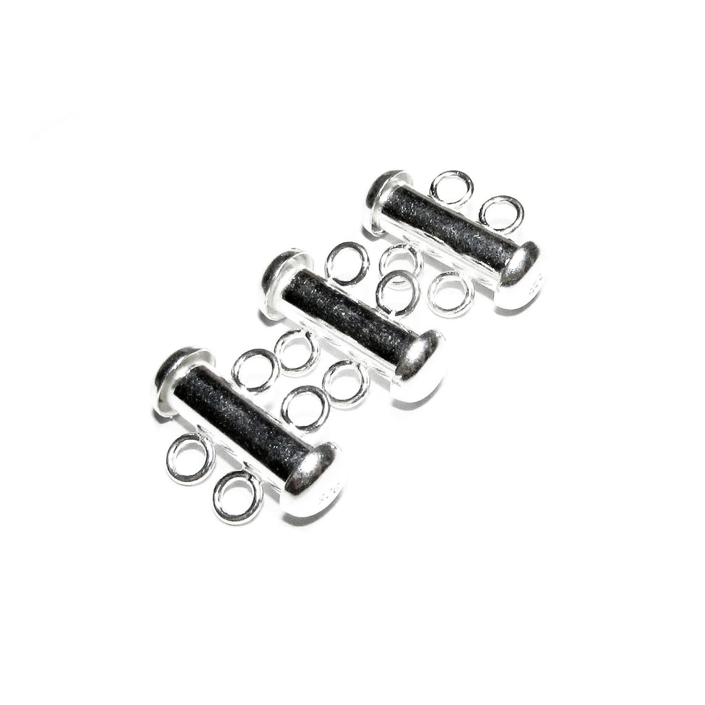 925 Sterling Silver Tube Bar Clasp 2-Hole size 4.3x16 mm, Silver Clasps, Slide Clasps, Sterling silver, Jewelry making, Tube clasp - 1 piece