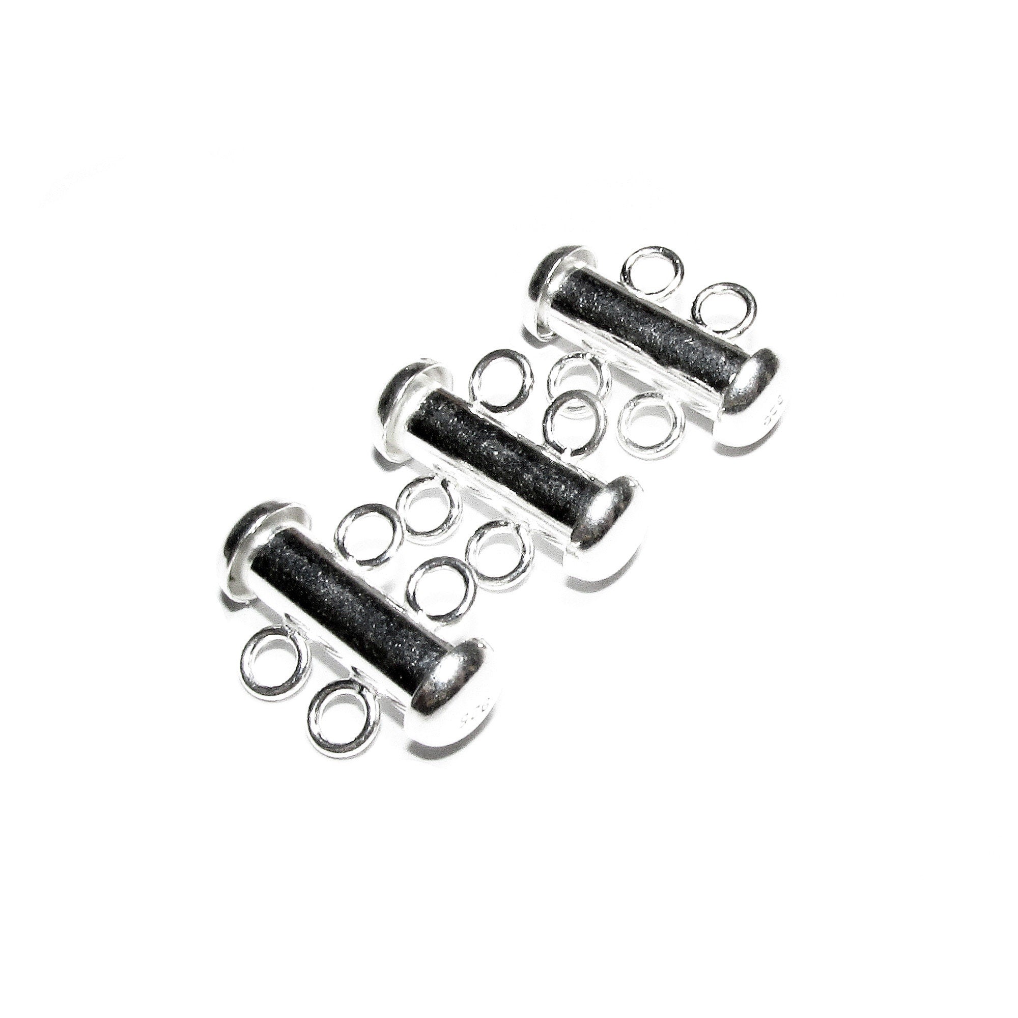 925 Sterling Silver Tube Bar Clasp 2-Hole size 4.3x16 mm, Silver Clasps, Slide Clasps, Sterling silver, Jewelry making, Tube clasp - 1 piece
