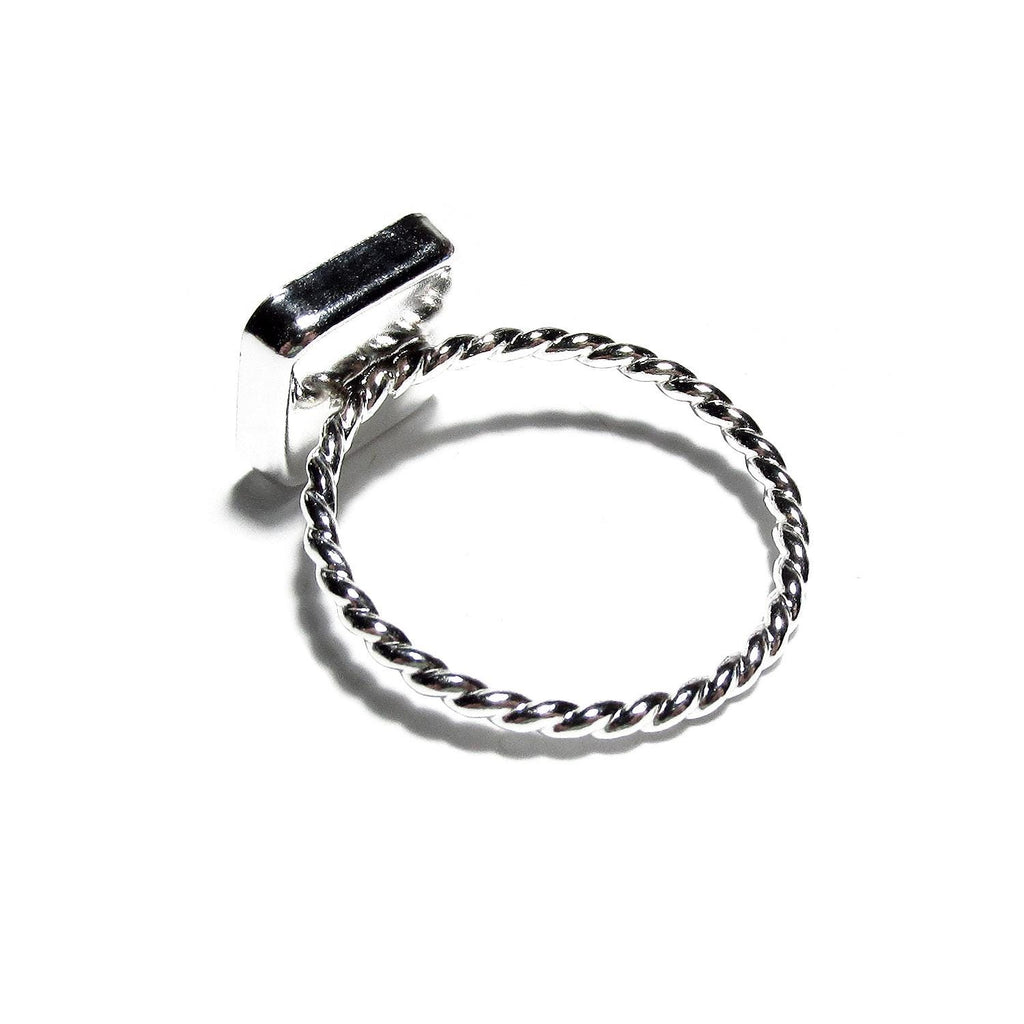 925 sterling silver twisted blank ring with bezel cup 10x10mm size 4, 5, 6, 7, 8, 9, 10, 11, bezel cup, base ring, Jewelry making - 1 piece