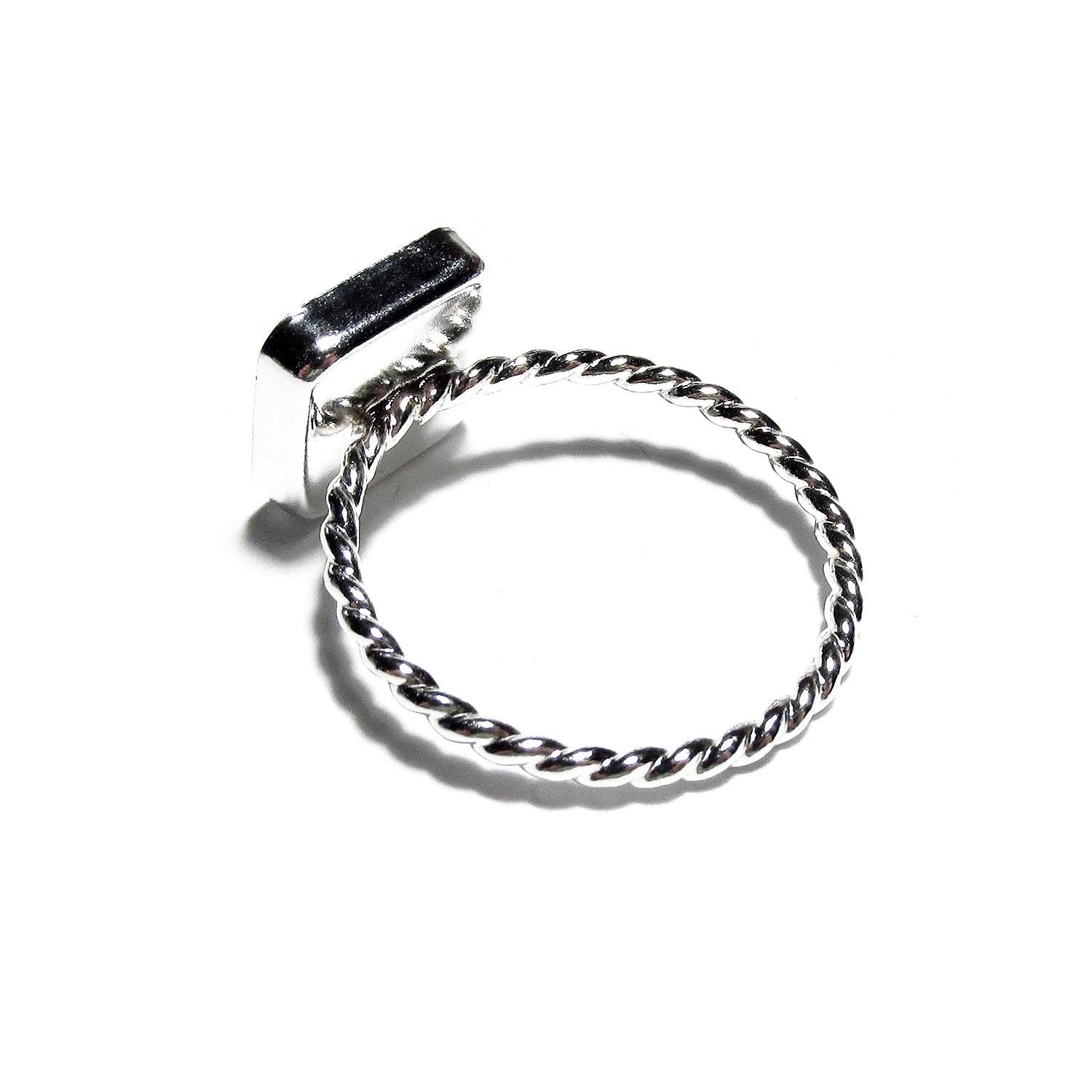 925 sterling silver twisted blank ring with bezel cup 10x10mm size 4, 5, 6, 7, 8, 9, 10, 11, bezel cup, base ring, Jewelry making - 1 piece