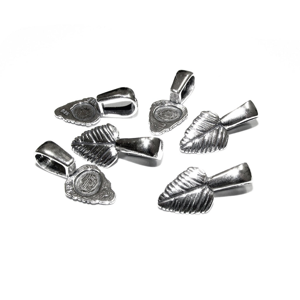 925 Sterling silver small Glue-On Leaf Pendant Bail, Flat Pad Pendant Bails, sterling silver Bail, Bail, Bail silver, Bail finding - 1 piece