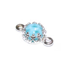 925 Sterling Silver natural Larimar round Link Connector size 14x7 mm, Natural Larimar silver link, Jewelry making, Connector - 1 piece