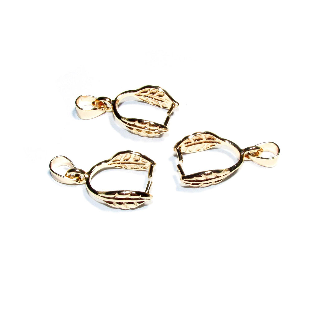 14K Yellow Gold Filled Decorative Large Pinch Pendant Bail size 24.0x11.0mm, Jewelry Making, Bail gold filled - 1 piece