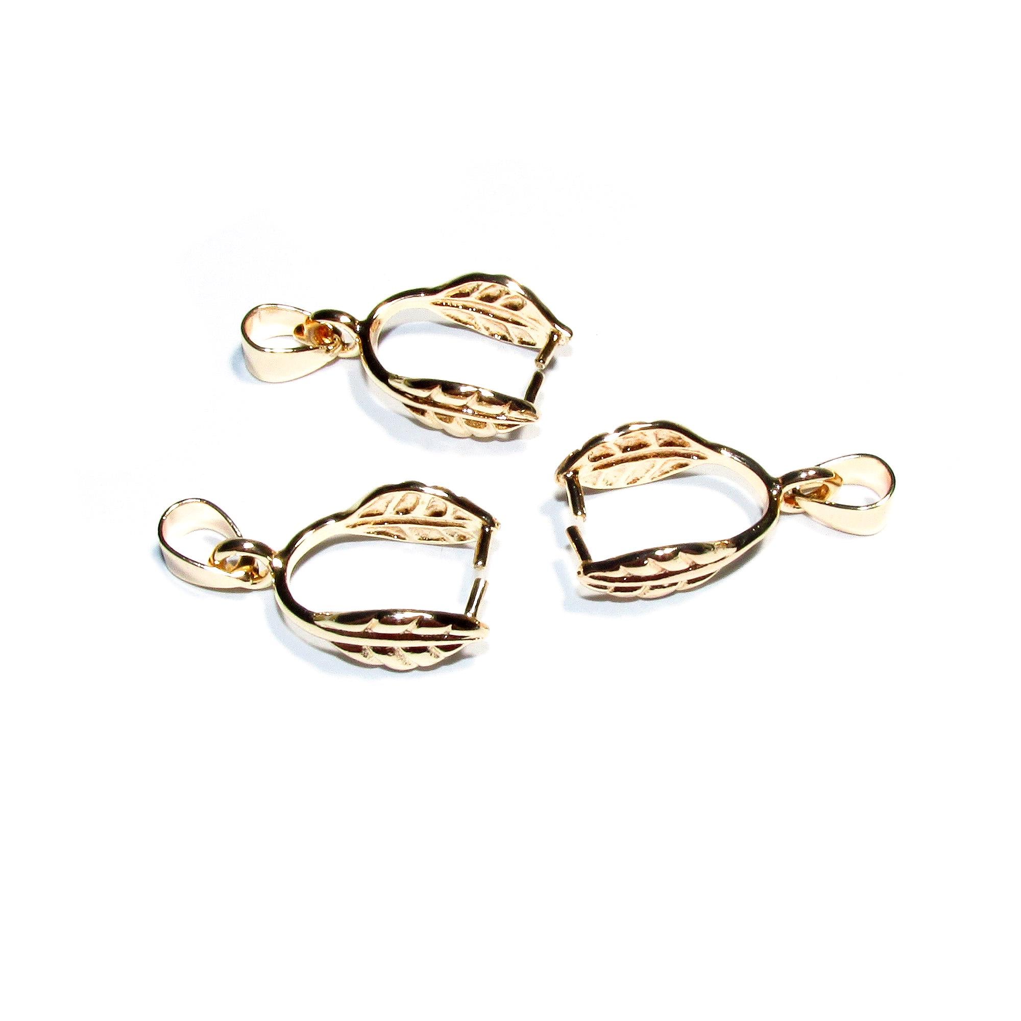 14K Yellow Gold Filled Decorative Large Pinch Pendant Bail size 24.0x11.0mm, Jewelry Making, Bail gold filled - 1 piece