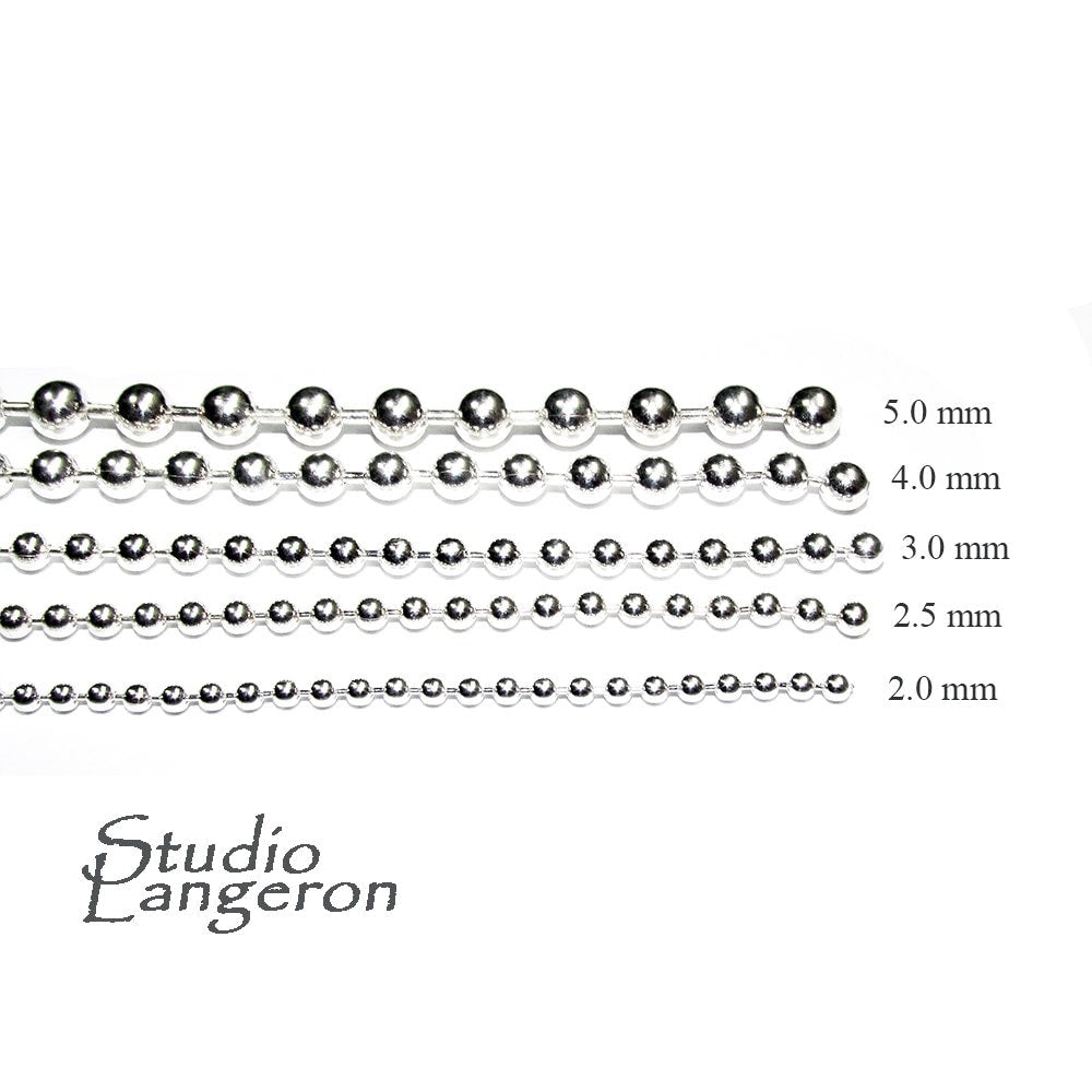 Sterling Silver Bead Chain 1.5, 2.0, 2.5, 3.0, 4.0, 5.0 mm, Bead chain, 925 silver chain, Jewelry making, silver chain, chain - 1 Ft (30 cm)