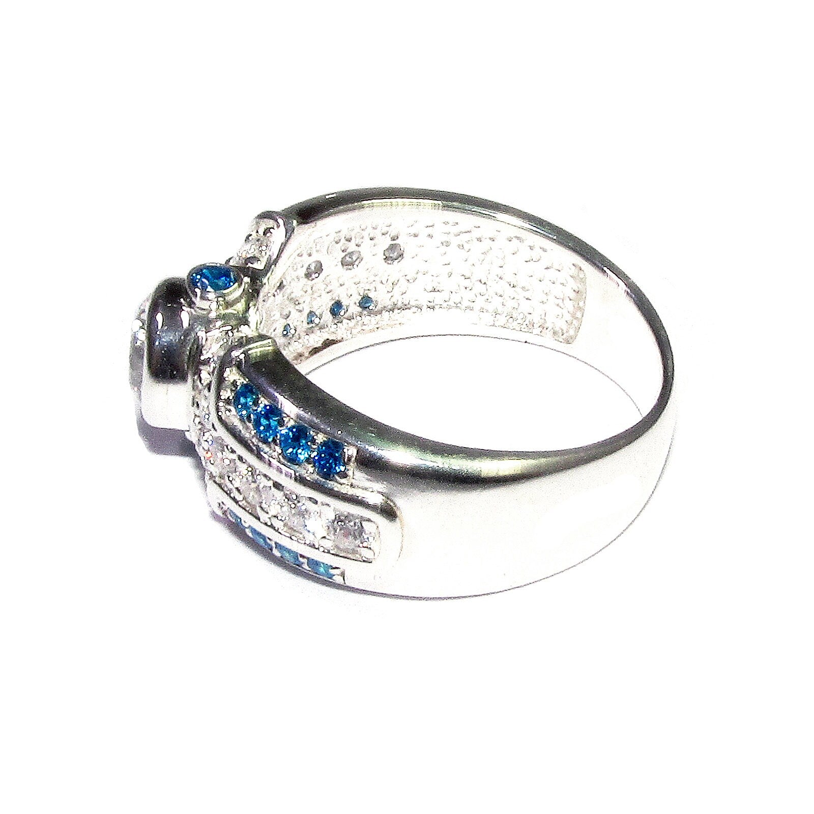 Blue and white topaz ring 925 sterling silver size 7, Handmade ring, single copy, sterling silver, Blue topaz ring, silver ring, gemstone
