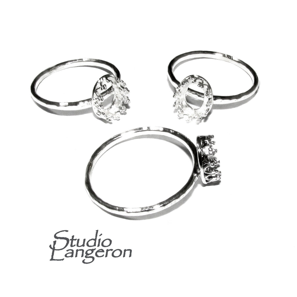 6x8 mm 925 sterling silver blank ring with bezel cup size 5, 6, 7, 8, 9, bezel cup, Setting, blank ring, Jewelry making - 1 piece
