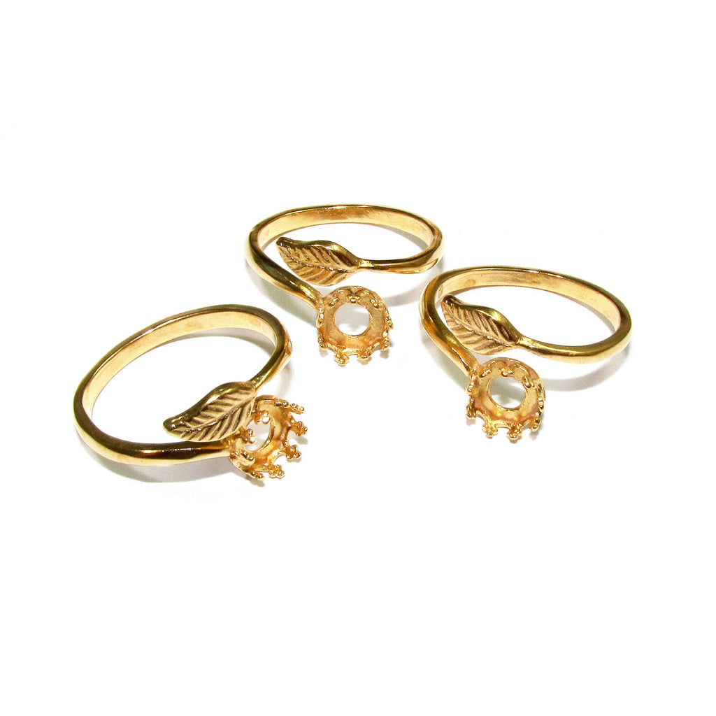 14K Yellow gold filled open blank ring with bezel cup 6 mm, base ring, Gold filled ring, bezel cup, Setting, Jewelry making - 1 piece
