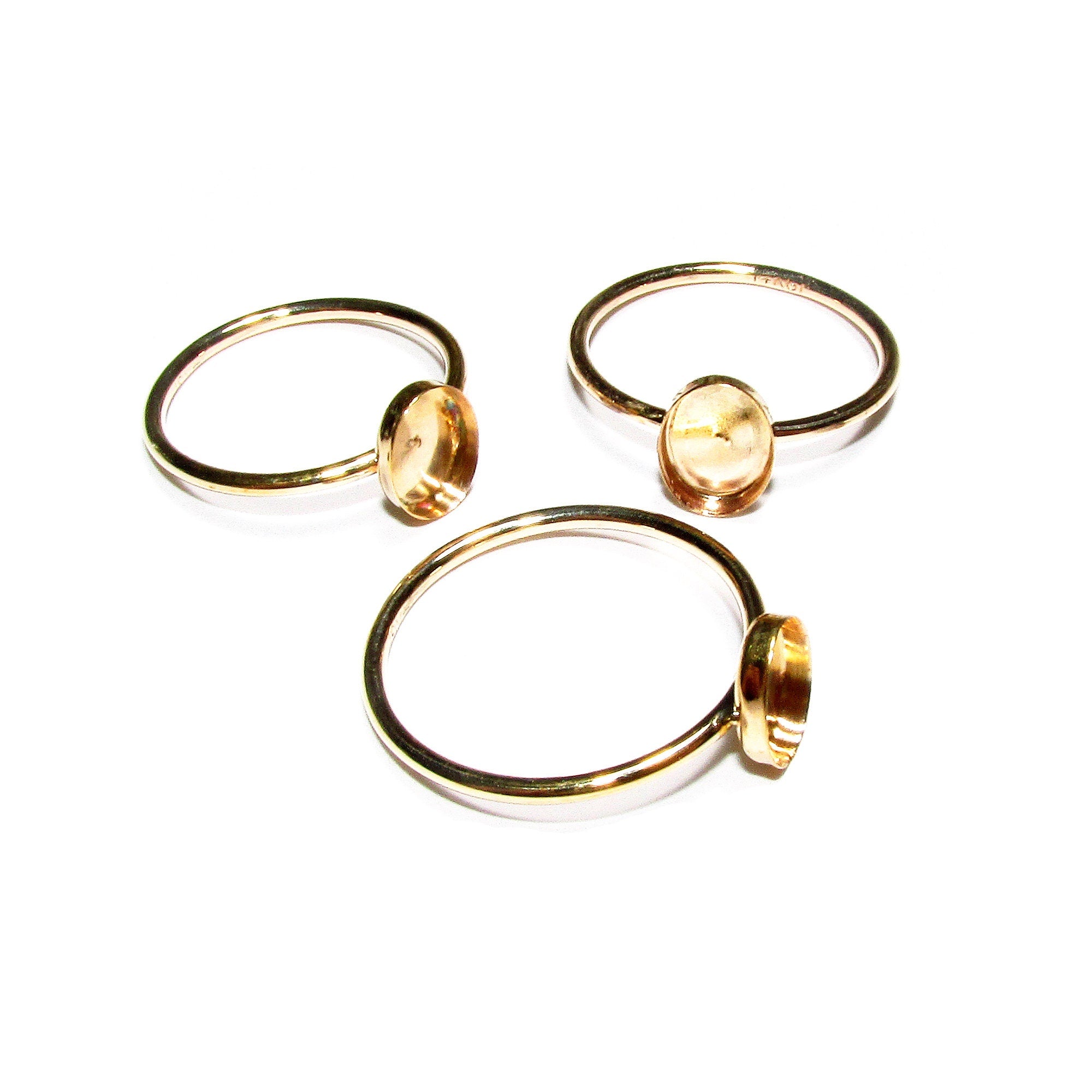 14K Yellow gold filled blank ring with bezel cup 4x6 mm size 4 - 11, Base ring, Bezel cup, Setting, Jewelry making, Gold filled - 1 piece