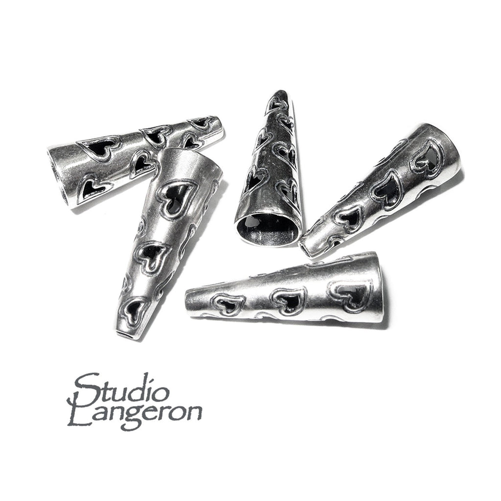 925 Sterling silver Bead Cones, Beading, Beading cones, Jewelry making, Sterling silver, Lariat, End caps, Silver cone - 1 pair (2 piece)