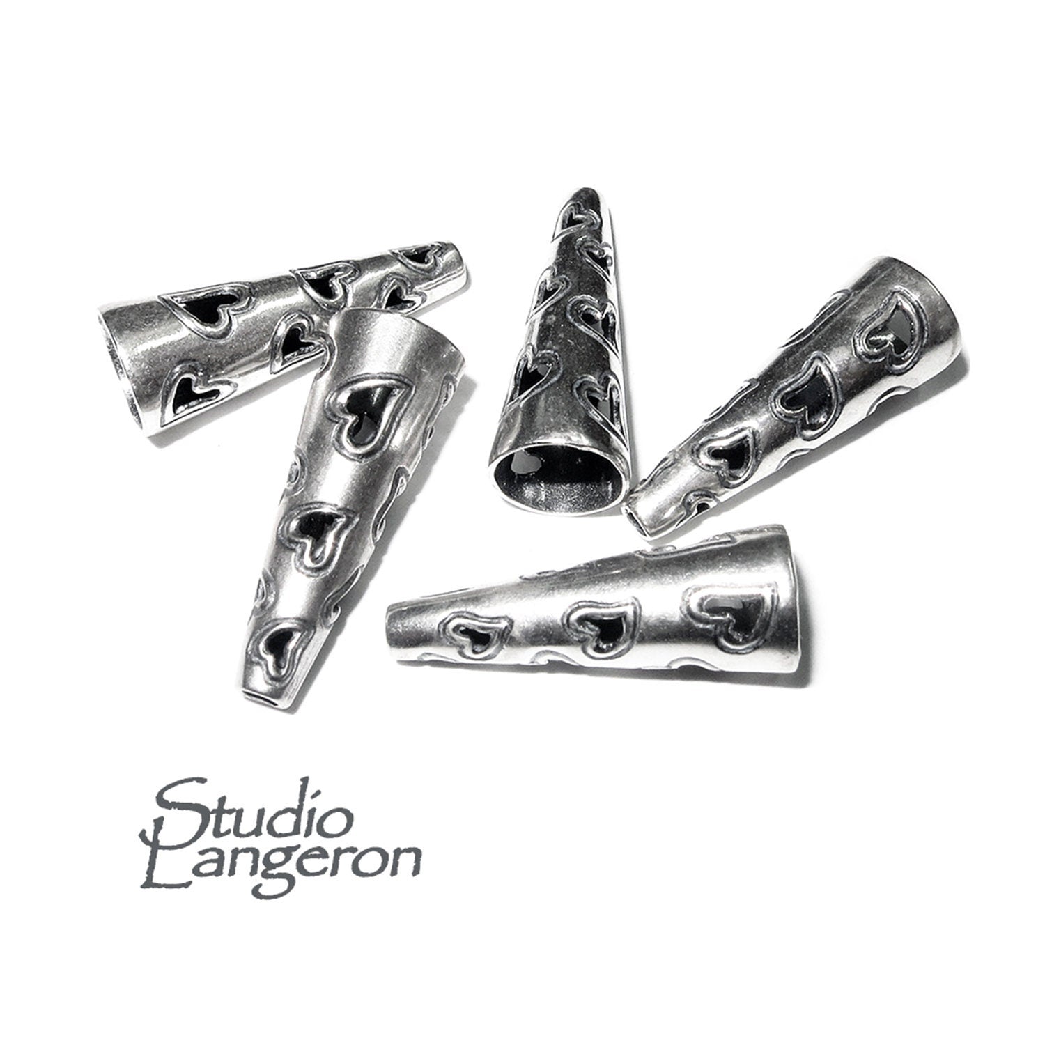 925 Sterling silver Bead Cones, Beading, Beading cones, Jewelry making, Sterling silver, Lariat, End caps, Silver cone - 1 pair (2 piece)