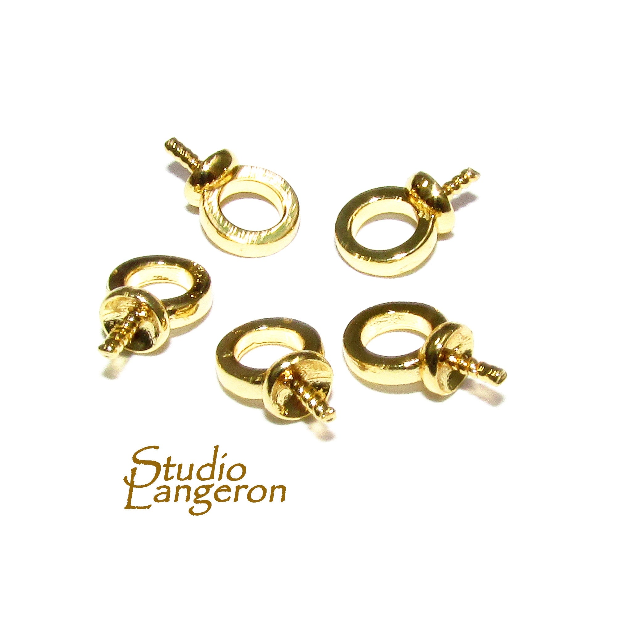 14K Yellow gold filled Pearl Pendant Mounting Bails, Jewelry making, bail with loop, Gold filled, Bail gold filled, Bail finding - 1 piece
