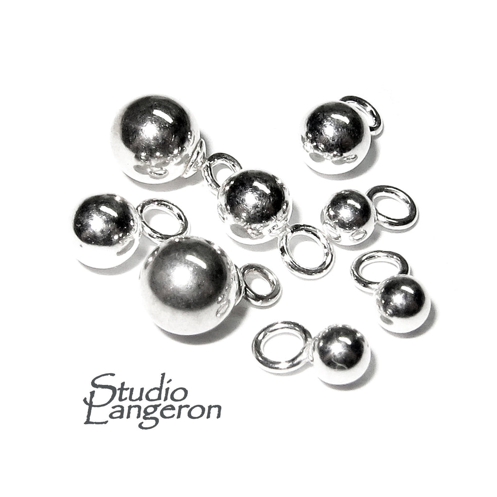 925 sterling silver round shiny beads with closed ring size 3.0-10.0 mm, Silver beads with loop, Jewelry making, Silver findings - 1 piece