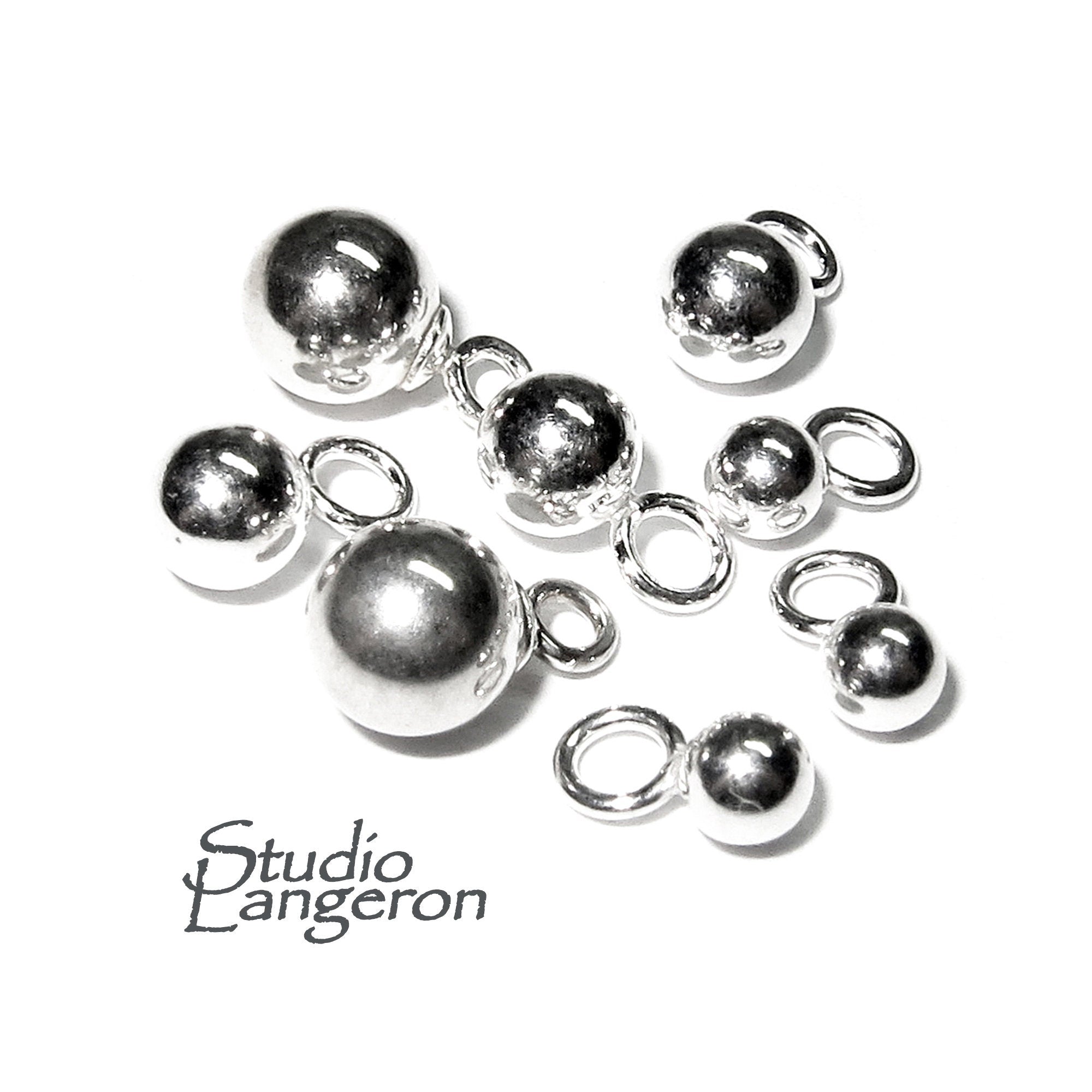 925 sterling silver round shiny beads with closed ring size 3.0-10.0 mm, Silver beads with loop, Jewelry making, Silver findings - 1 piece