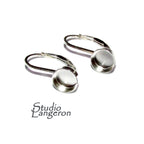 6 mm size 925 sterling silver blank earrings with bezel cup, earrings mounting, bezel cup, base earrings, Sterling silver - 1 pair (2 piece)