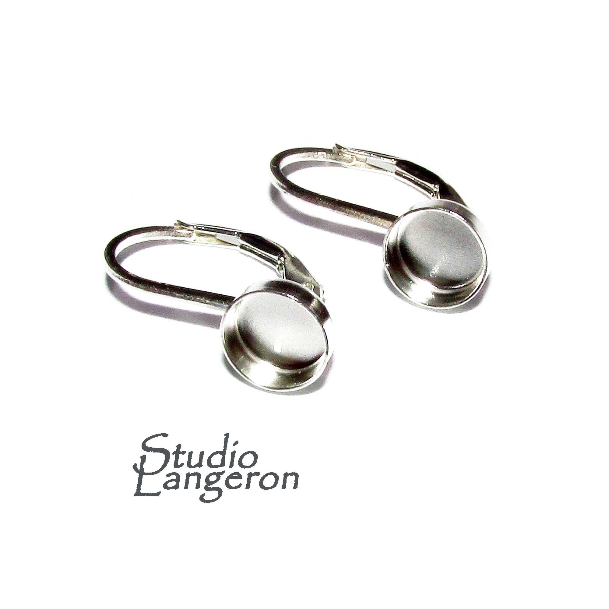 6 mm size 925 sterling silver blank earrings with bezel cup, earrings mounting, bezel cup, base earrings, Sterling silver - 1 pair (2 piece)
