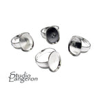 5 pcs Ring Blank with bezel cup 13x18 mm, Silver Tone Base, Ring bases, Jewelry making, Silver plated, bezel cup, Silver plated ring