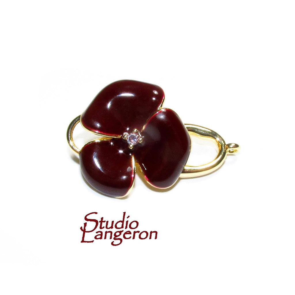 14K Yellow Gold Filled Hook Eye Clasp with Enamel: Jewelry Making (27mm, 1 Piece)