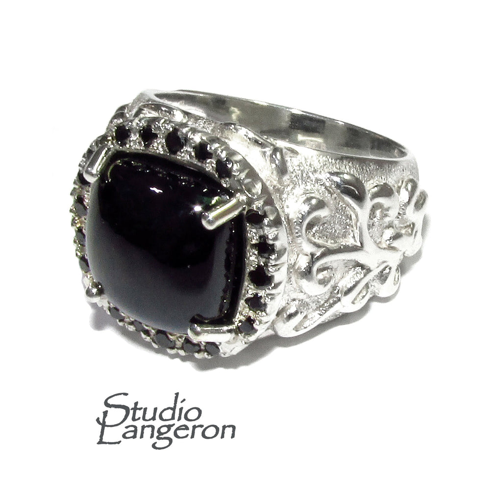 Black onyx ring 925 sterling silver, size 9, Handmade ring, single copy, 925 sterling silver, Black onyx, silver ring, gemstone - 1 piece