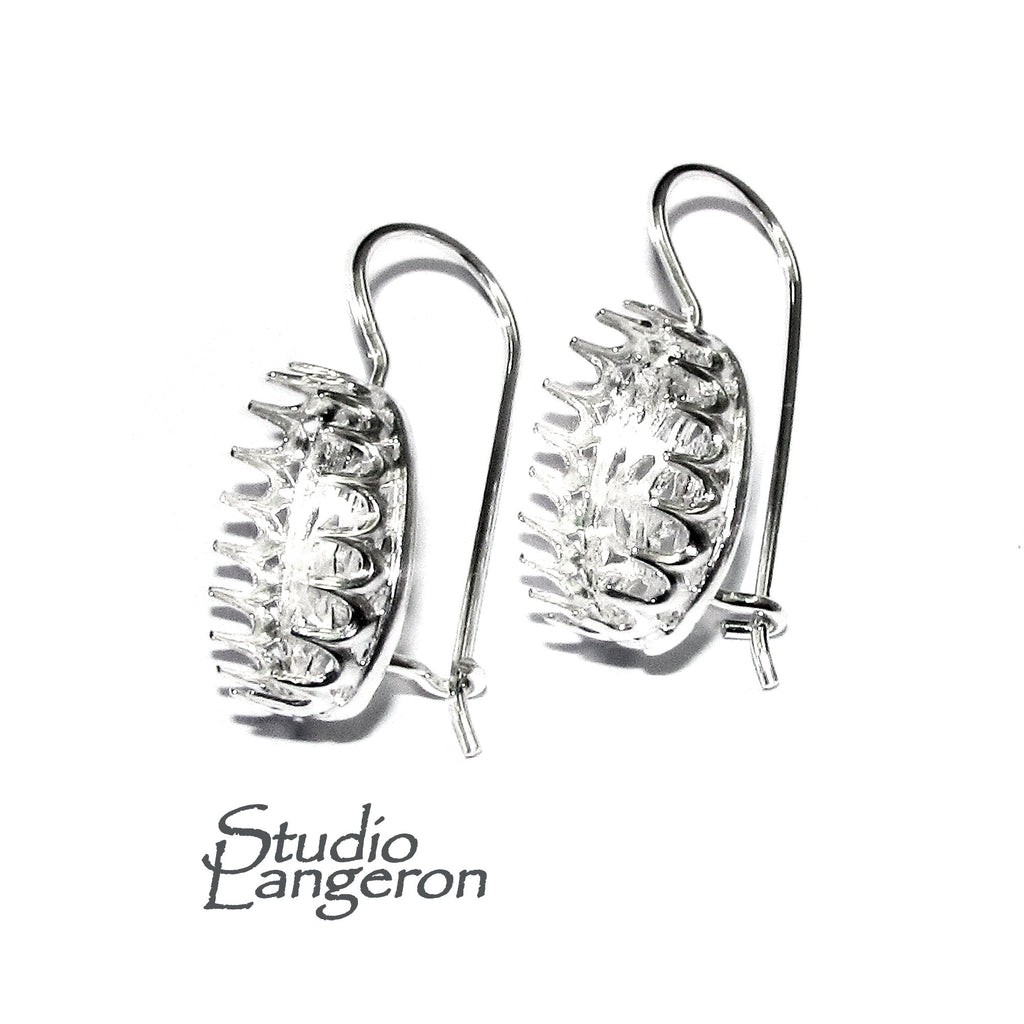 12x16 mm size 925 sterling silver blank earrings with bezel cup, Jewelry making, Setting, bezel cup, Base earrings - 1 pair (2 pieces)