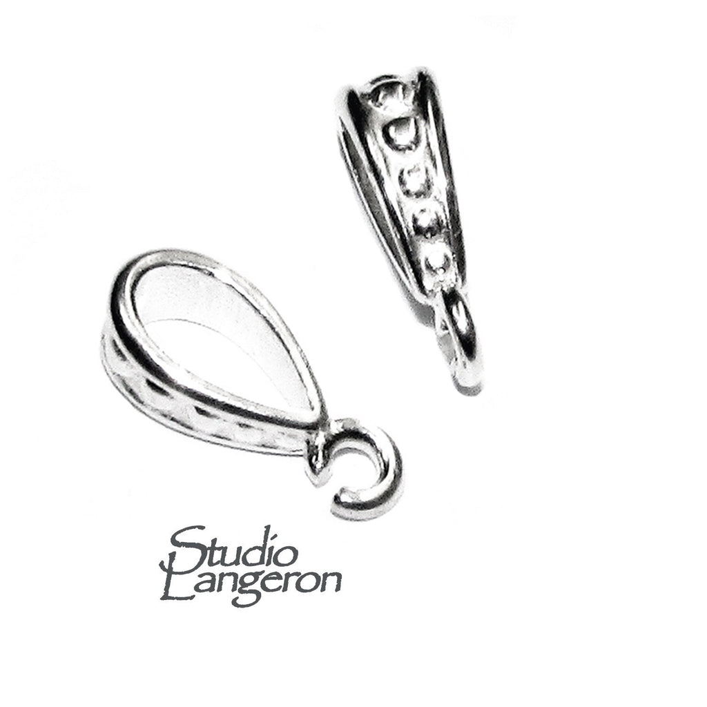 925 Sterling silver decorative Pendant Bails with loop, sterling silver Bail, Jewelry making, Bail finding, bail for pendant - 1 piece