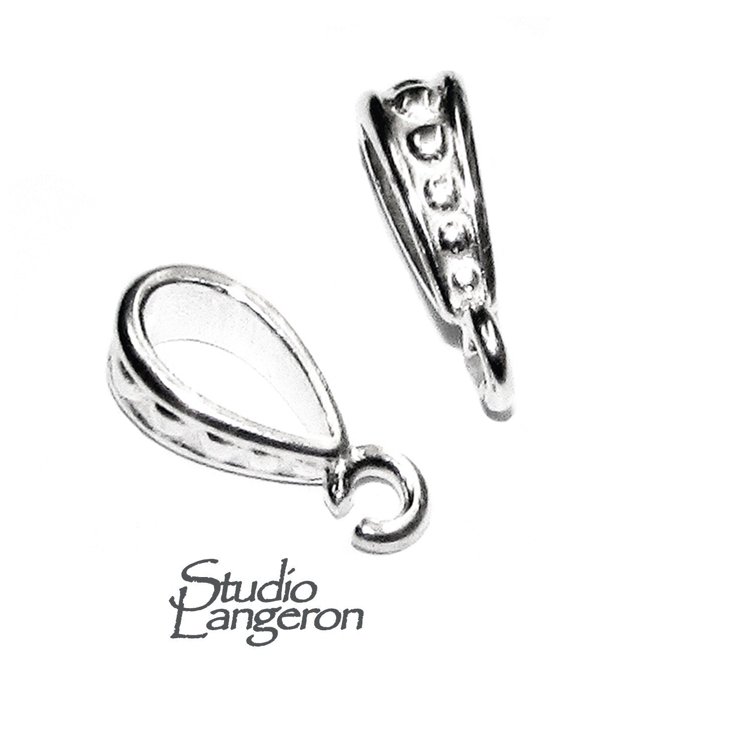 925 Sterling silver decorative Pendant Bails with loop, sterling silver Bail, Jewelry making, Bail finding, bail for pendant - 1 piece