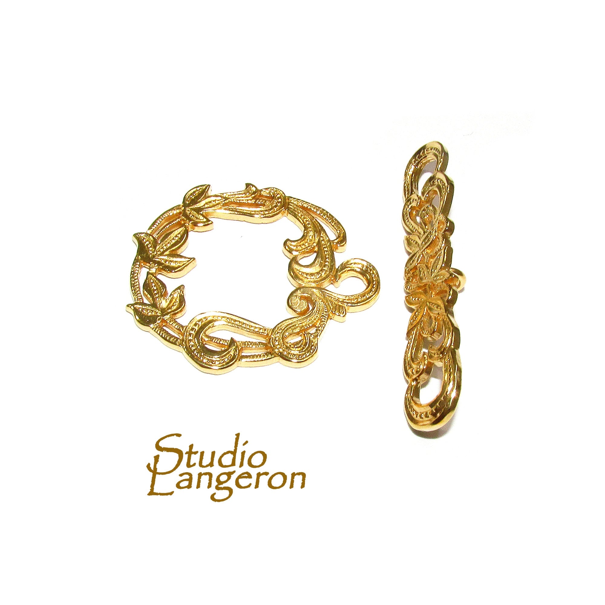 14K Yellow Gold filled decorative Toggle Clasp size 27x25mm, Gold Filled Toggle clasp, Jewelry making, Gold Filled, Clasp toggle - 1 piece