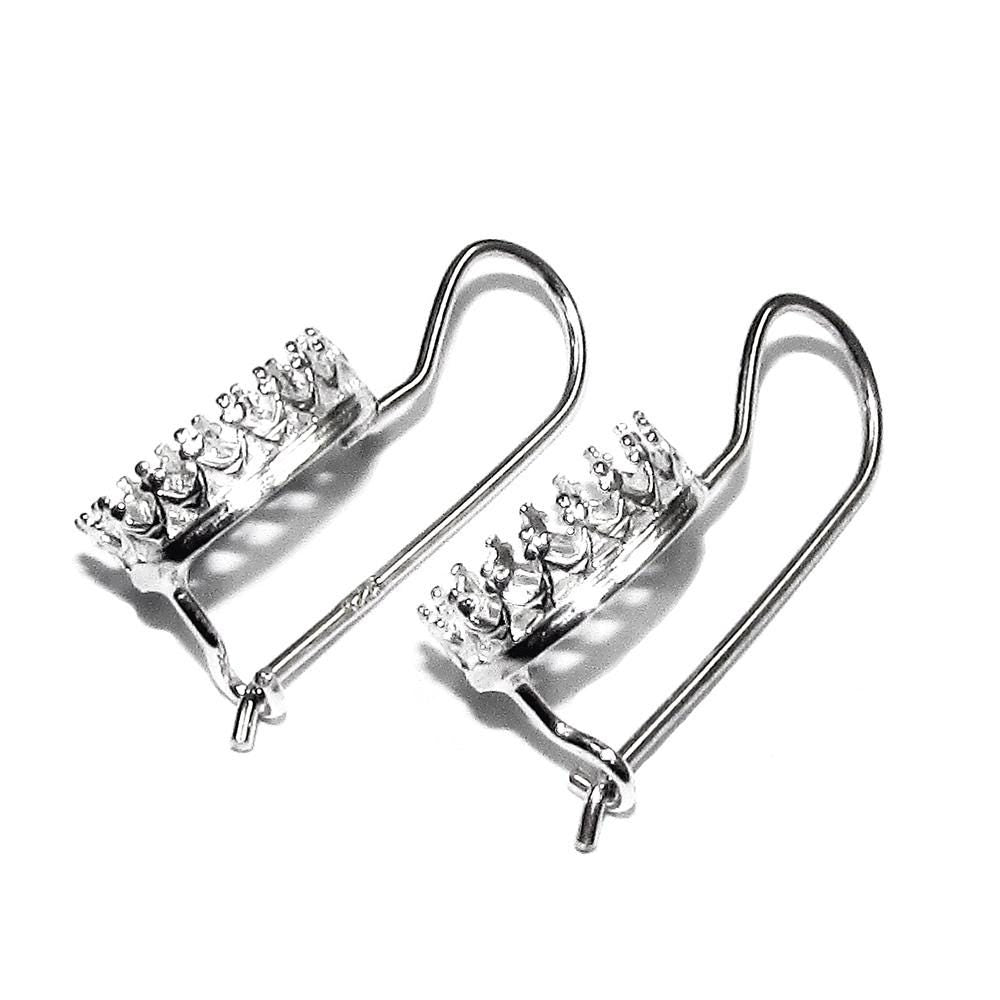 925 sterling silver blank earrings with oval bezel cup size 6x8-13x18 mm, model 1023, Jewelry making, Setting, bezel cup - 1 pair (2 pieces)